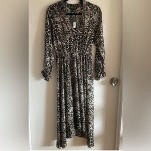 Banana Republic Leopard Print Maxi Dress in Beige, Brown, Black